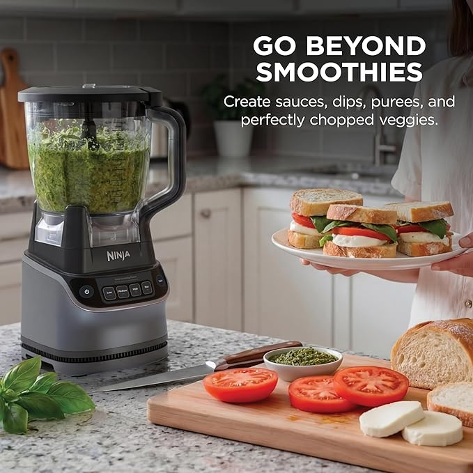Ninja UltraCrush Professional Kitchen System | 1500W 72oz Full-Size Blender 8-Cup Food Processor &amp 18 oz To-Go Cup | Total Crushing Technology Smoothies Ice Crush Chopping &amp More | Silver