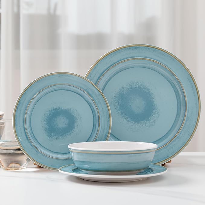12 Piece Melamine Dinnerware Sets Dinner Dishes Set Plates and Bowls Sets Service for 4 Indoor and Outdoor Use Lightweight UnbreakableDishwasher Safe