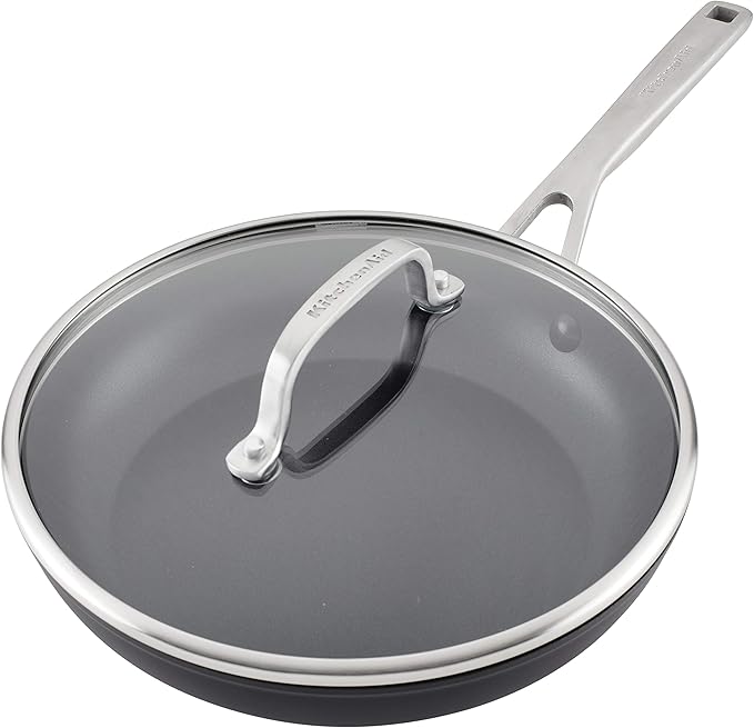 KitchenAid Hard Anodized Induction Nonstick Fry Pan/Skillet with Lid 10 Inch Matte Black