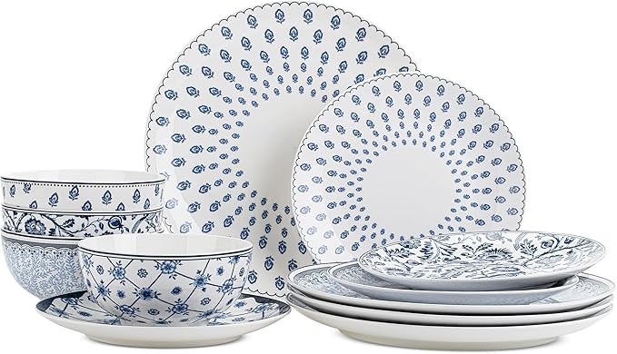 BTaT- Dinnerware Sets for 4 12 pcs Ceramic Dinnerware Sets