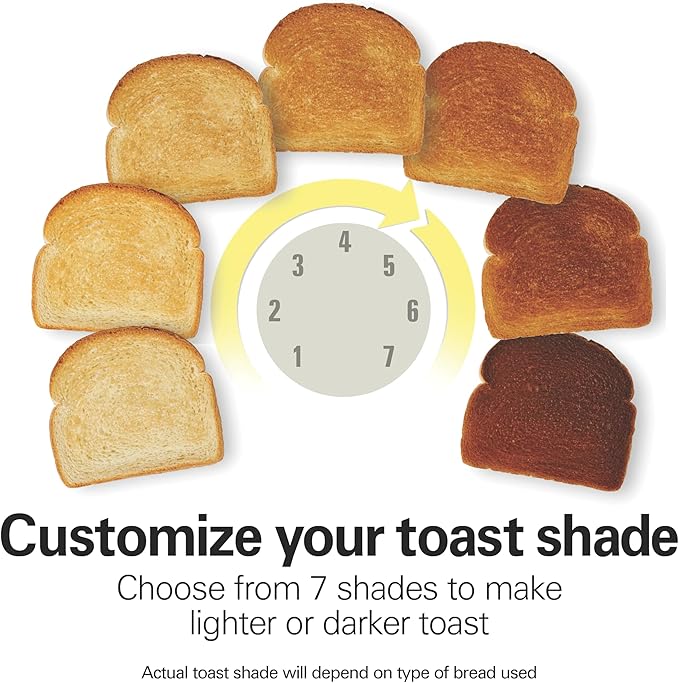 Hamilton Beach Gourmet 2 Slice Slot Toaster with Extra Long &amp Wide Slots Sure-Toast Technology Shade Selector with 7 Browning Levels Bagel Setting Matte Black and Stainless Steel (22996)