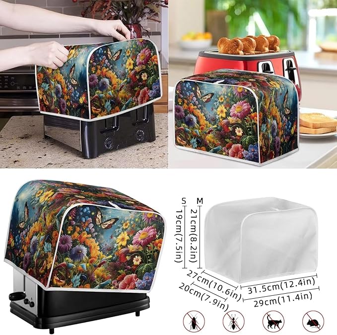 Appliance Covers for Kitchen Counter Butterfly Kitchen Appliance Cover Set Universal Size Blender Cover Slow Cooker Cover and Toaster Cover 4 Slice Waffles Cooker Cover Dust Cover