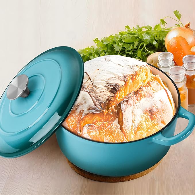LIANYU Dinnerware Dish Sets for 4 3 QT Dutch Oven with Lid 12 Piece Stoneware Plates and Bowls Sets Enameled Cast Iron Dutch Oven Pot Kitchen Dinner Set for Dessert Salad Pasta