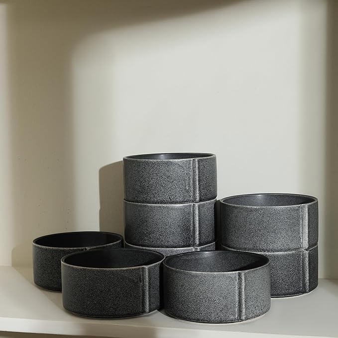 Stone Lain Bao 4-Piece Bowl Set Stoneware Charcoal