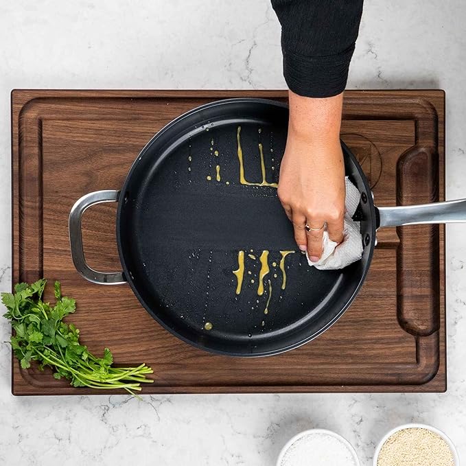 Alva Maestro 11-Inch Ceramic Nonstick Frying Pan + Glass Lid 5-Ply Stainless Steel Skillet PFAS-Free Induction and Oven Safe to 400°F Large Fry Pan for Family Meals Sautéing &amp Everyday Cookin