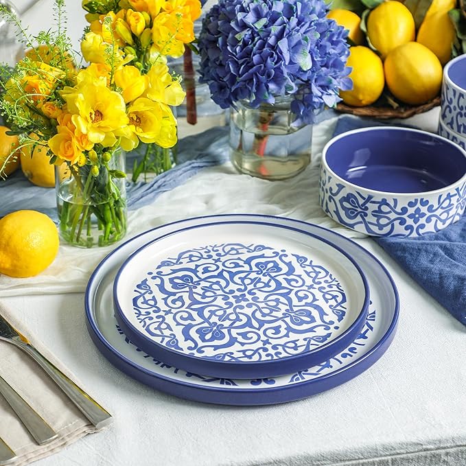 Stone Lain Tropea 12-Piece Dinnerware Set Stoneware Blue