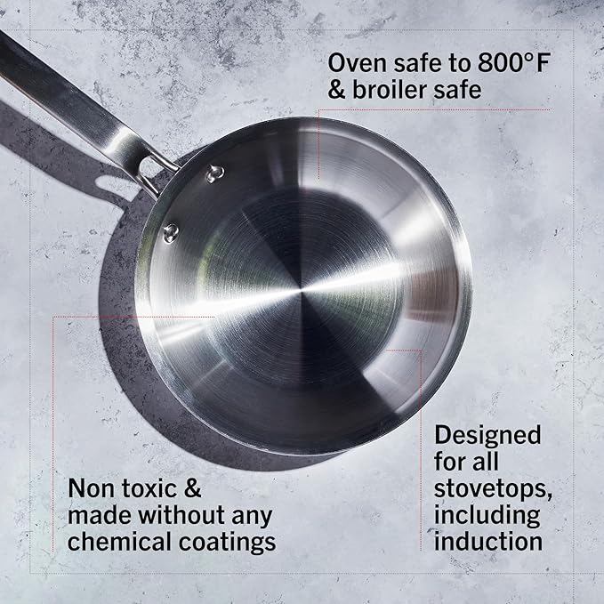 Heritage Steel Eater Series 10 Piece Cookware Set | Made in USA | 5 Ply Fully Clad Stainless Steel Cookware Set | Stay Cool Handle | Induction Ready &amp Non-Toxic