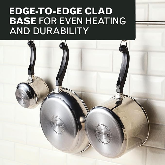 Farberware Classic Series Stainless Steel Pots and Pans with Baking Sheet Pan Cooking Tools and Lids Induction Ready Dishwasher Safe 10 Piece Cookware Set Metal Utensil Safe - Stainless Steel