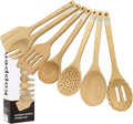 Koppen Rubber Wood Kitchen Utensils Set Durable Wooden Cooking Spoon and Spatula Ladle for Nonstick Cookware Non Toxic Heat Resistant Smooth Grip Modern Elegant Design for Everyday (7 Piece Set)