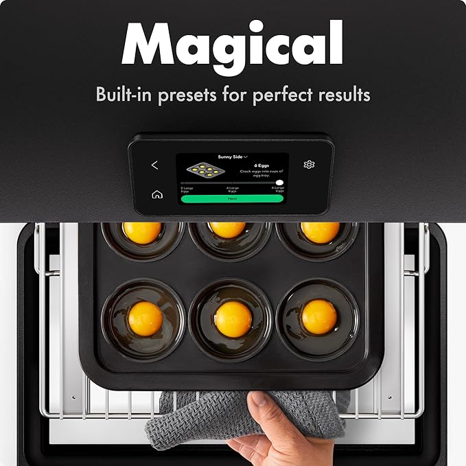 CHEF iQ MiniOven Smart Toaster Oven Air Fryer Combo 11-in-1 Countertop Convection Oven Bake Broil Air Fry Broil Dehydrate 1750W 25 Qt Capacity Fast Cooking with Touchscreen Controls – Black