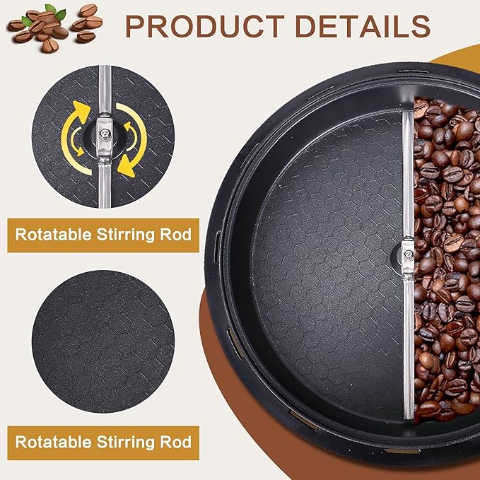 Electric Coffee Roaster Machine 500g/17.6oz Coffee Bean Roaster for Home Use 0-240℃ Non-Stick Home Peanut Beans Roaster 800W 110V