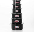 Sumeet Aluminium Tope Set 0.5L 0.9L 1.4L 1.8L 2.3L 2.9L 6 Piece (Black)