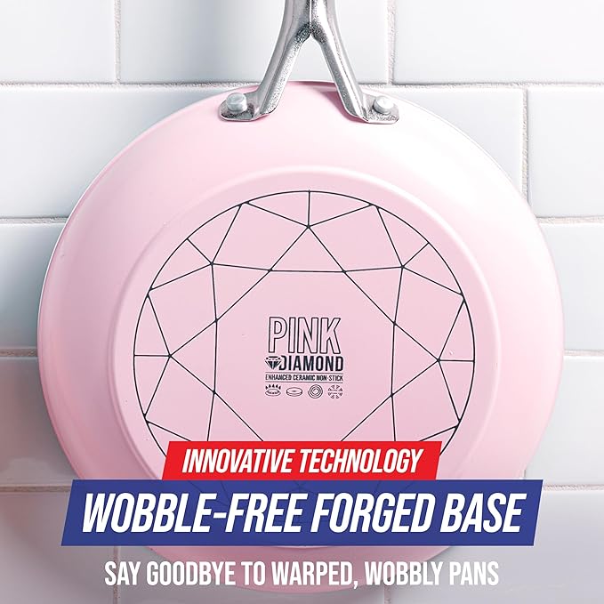 Blue Diamond Cookware Diamond Infused Ceramic Nonstick 10 Frying Pan Skillet PFAS-Free Dishwasher Safe Oven Safe Pink