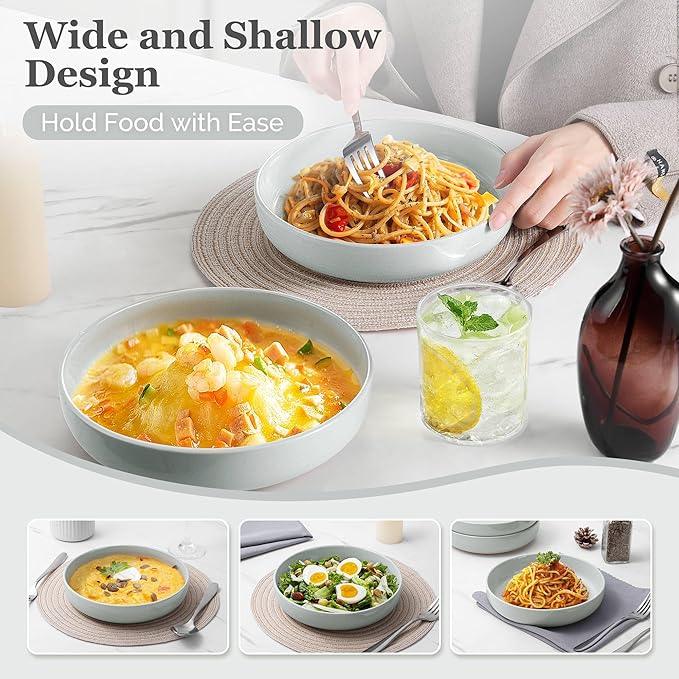 HaWare Dinnerware Sets 16-Piece Stoneware Plates and Bowls Set for 4 Ceramic Dish Set for Home Restaurant Chip and Scratch Resistant Microwave and Dishwasher Safe Speckled Misty Grey