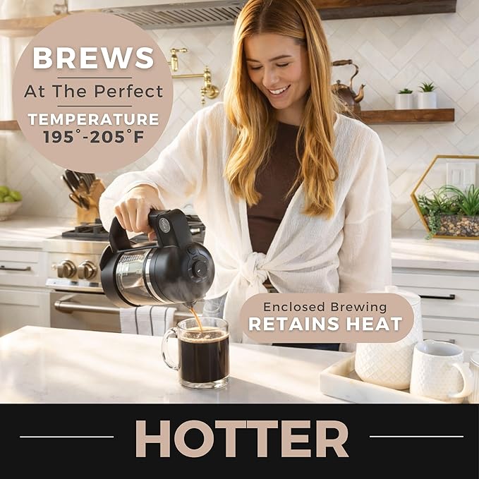 VINCI Micro Café Smallest Single-Serve Glass Coffee Brewer | Compatible with K-Cups Pods &amp Ground Coffee | Enclosed &amp Circle Flow Brewing for Hotter Richer Flavor | Brews 4oz to 20oz (Black)