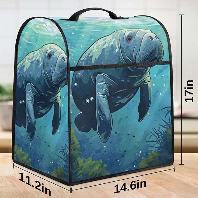 cfpolar Kitchen Aid Mixer Cover Compatible with 6-8 Quarts Manatee Under Water Stand Mixer Cover Kitchen Aid Mixers Accessories Appliance Organizer Bag Dust Covers with Zipper Pocket