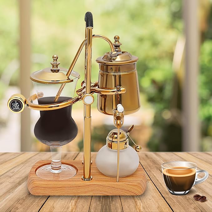 LOYALHEARTDY Belgian Luxury Syphon Coffee Maker Retro Royal Family Balance Siphon Coffee Machine Siphon Brewer Gold