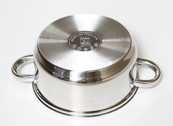 Cook N Home 4-Piece 8 Quart Multipots Stainless Steel Pasta Cooker Steamer and Cook N Home Kitchen Cookware Sets 12-Piece Basic Stainless Steel Pots and Pans Silver