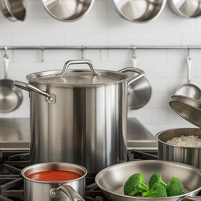 Stainless Steel Cookware Set Induction Cookware 16 Qt Stockpot With Lid 2 Qt And 3.5 Qt Saucepans And Frying Pan (7 Piece)