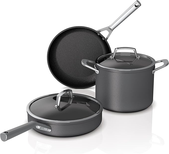 Ninja C35000W Foodi NeverStick Premium Hard-Anodized 5-Piece Cookware Set  Black