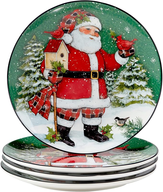 Certified International Christmas Lodge Santa 16 pc Dinnerware Set Service for 4