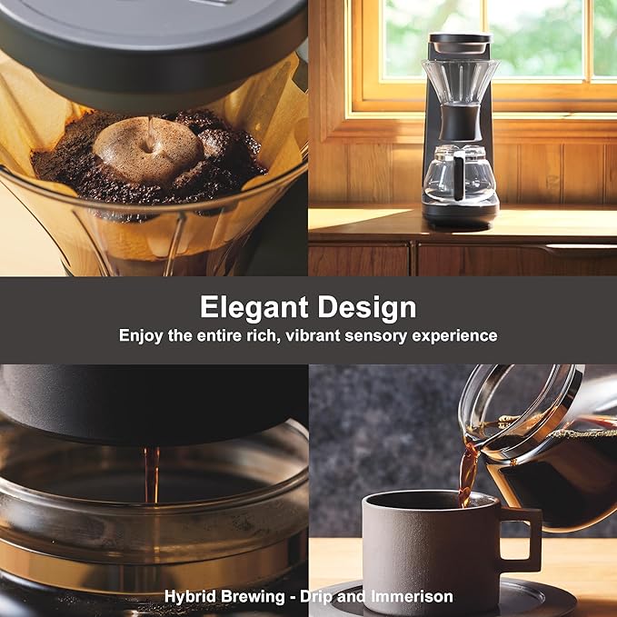 Tiger Hybrid Automatic Coffee Maker - Pour Over Coffee Maker &amp Immersion Brewing Coffee Machine Innovative Design for Outstanding Brew Black 6 Cup 24 ounce 0.72L