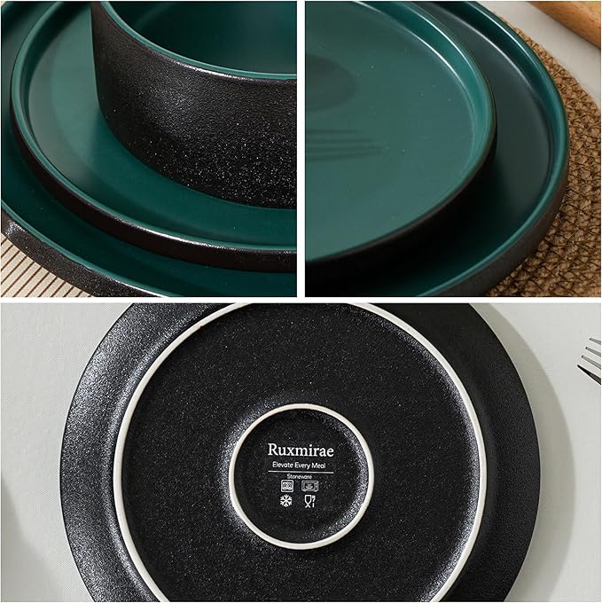 Stoneware Cereal and Soup Bowls Set of 4 6 Inch Matte Glaze Ceramic Bowls for Breakfast &amp Oatmeal Microwave and Dishwasher Safe Matte Green