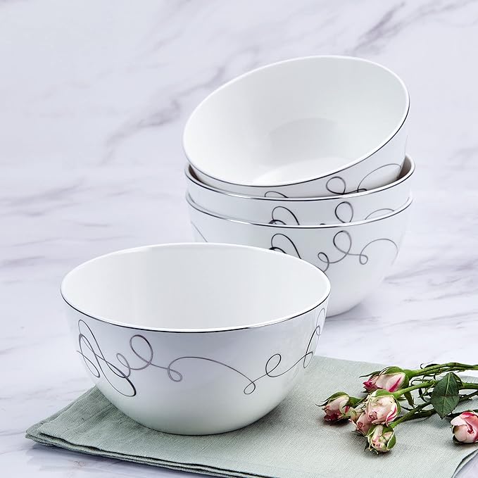 Mikasa Love Story Platinum Banded All Purpose Bowls Set of 4
