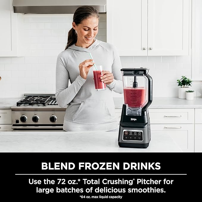 Ninja Professional Plus Blender | Max Power Smoothie Blender Ice Cream Maker Frozen Drink Mixer &amp Margarita Machine | 3 Auto IQ™ Presets 1400 W 72oz Total Crushing Pitcher | Dark Grey BN701