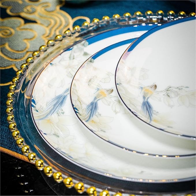 60Pcs Dinnerware Sets European Style Simple Design Bone Bowls Plates Complete Ceramic Tableware Set for Home Kitchen Gift