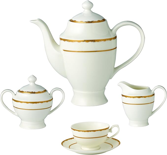 Lorren Home Trends 57 Piece Sonia Collection Dinnerware Set Gold