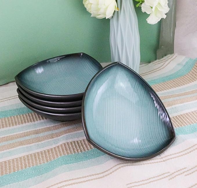 Ebros Gift Blue Sky Stars Artistic Seikai Porcelain Collection Dinnerware Serveware Kitchenware Set Asian Japanese Dining Restaurant Supply (Pack of 5 Appetizer Salad Triangular Deep Serving Plates)