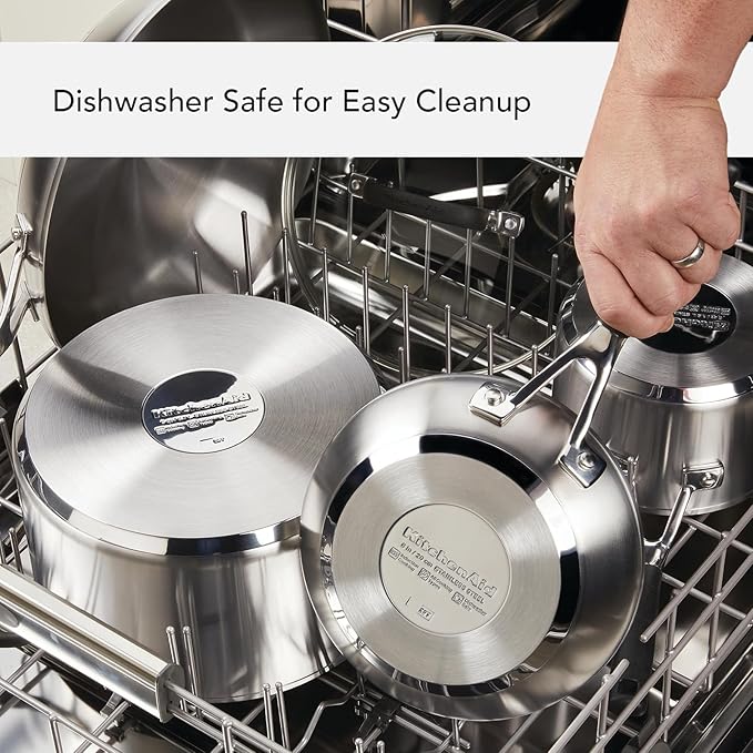 KitchenAid Stainless Steel Cookware/Pots and Pans Set 10 Piece Brushed Stainless Steel