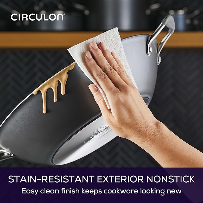 Circulon A1 Series with ScratchDefense Technology Nonstick Induction Wok with Lid 14 Inch Graphite