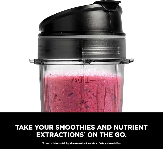 Ninja Fit Compact Personal Blender Portable Blender for-Smoothies Shakes Food Prep and Frozen Blending 700-Watt Base (2) 16-oz. Cups and Spout Lids Black QB3001SS