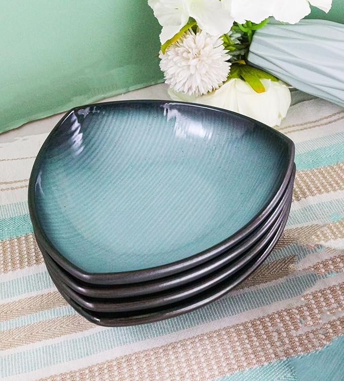 Ebros Gift Blue Sky Stars Artistic Seikai Porcelain Collection Dinnerware Serveware Kitchenware Set Asian Japanese Dining Restaurant Supply (Pack of 5 Appetizer Salad Triangular Deep Serving Plates)