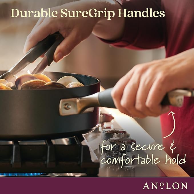 Anolon Advanced Home Hard Anodized Nonstick Cookware/Pots and Pans Set 9 Piece - Moonstone