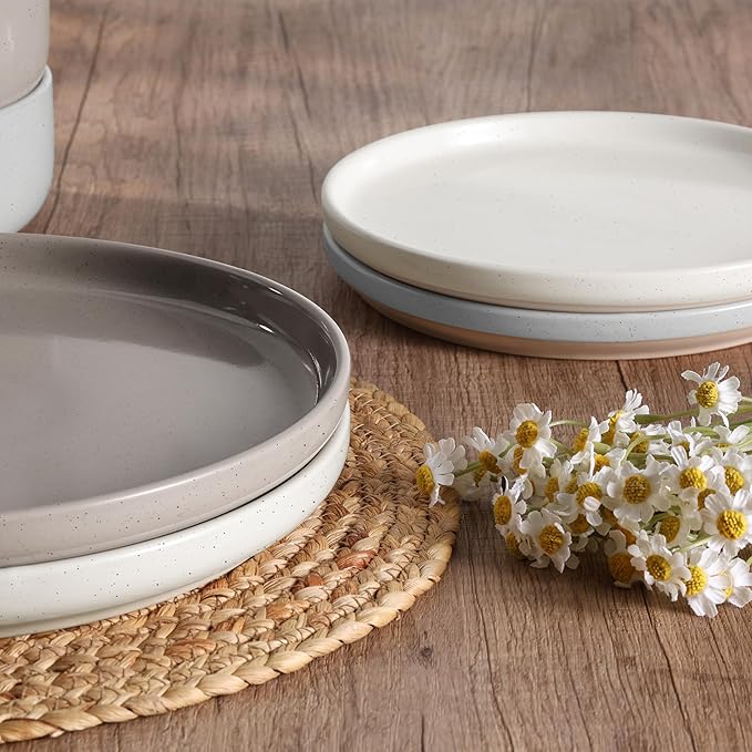 HaWare Stoneware Dinnerware Sets 18-Piece Plates and Bowls Set for 6 Dishes Set for Home Restaurant Speckled Multicolor