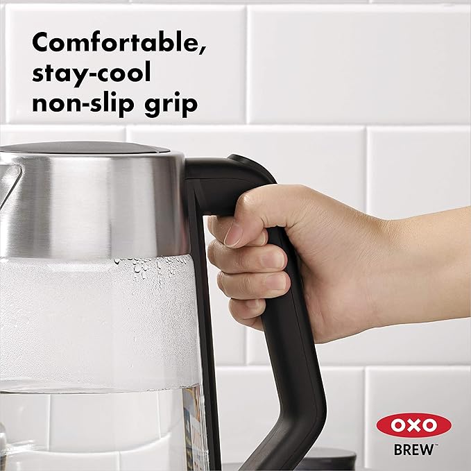 OXO Brew Cordless Glass Electric Kettle (1.75 L) and OXO Brew Stainless Steel French Press Coffee Maker (32oz)