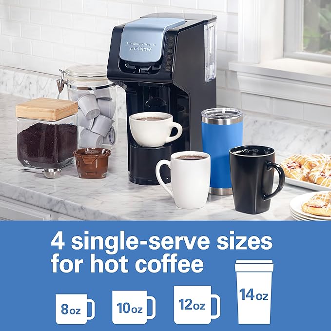 Hamilton Beach Gen 4 FlexBrew Single-Serve Hot &amp Iced Coffee Maker with Removable Reservoir Compatible with Pod Packs and Grounds 50 oz 4 Fast Brewing Options Black