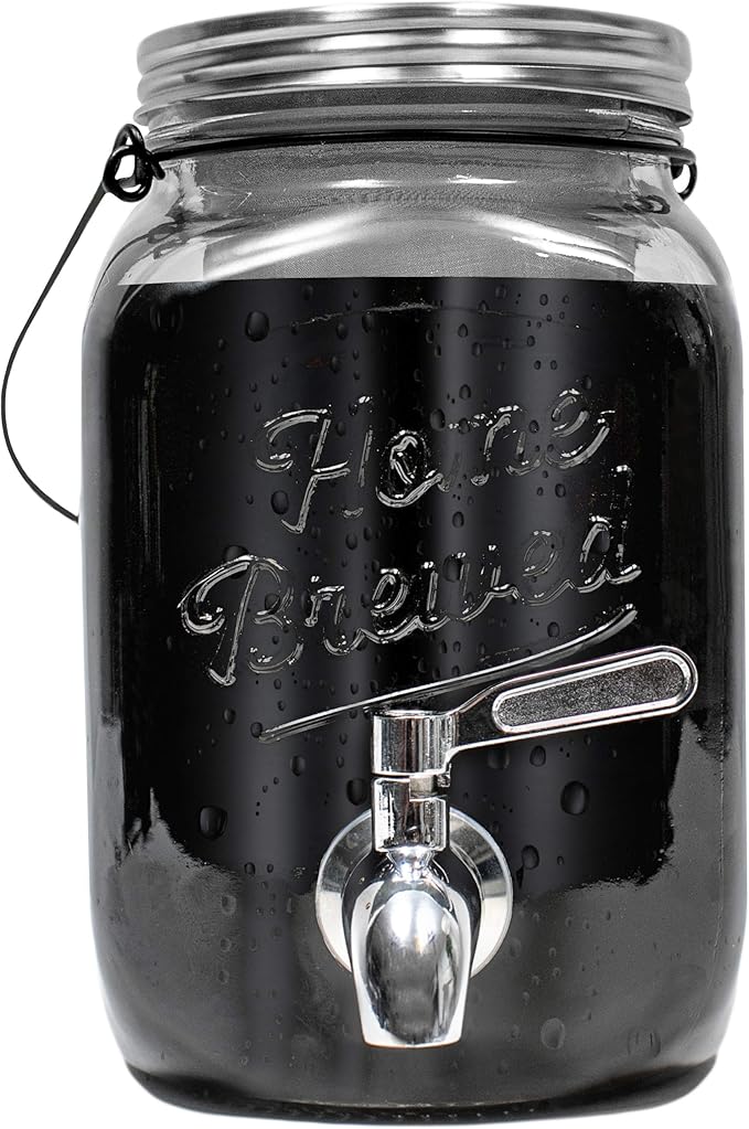 Willow &amp Everett Cold Brew Coffee &amp Iced-Tea Maker Pitcher 2 L Glass Dispenser w/Metal Spigot &amp Mesh Filter Iced Coffee &amp Sun Tea Brewing System