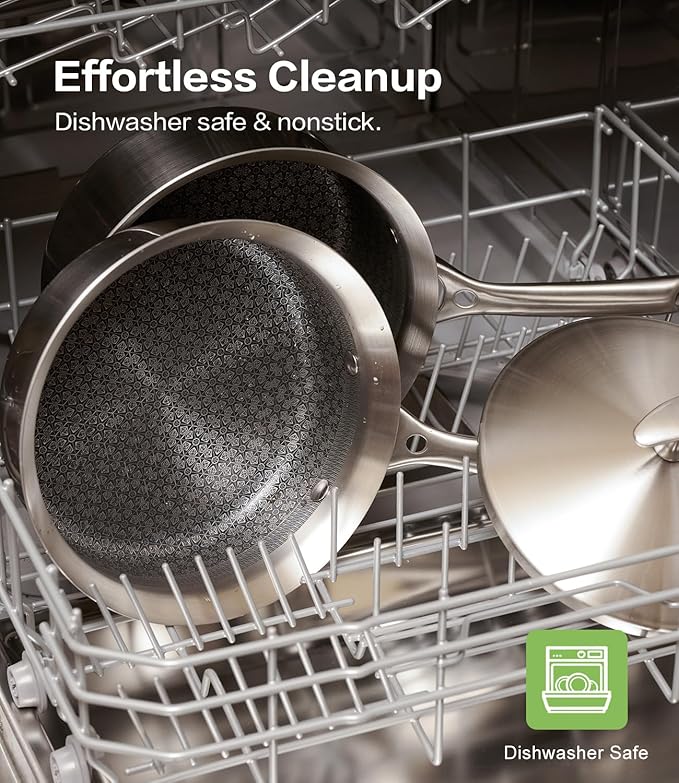 5-Ply Stainless Steel Cookware Set 6 Pcs Non Stick Pots and Pans Set with Steam-Return Lids Induction &amp Oven Safe Non Toxic PFOA PTFE PFOS Free Professional Chef Quality Cookware