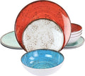 Elama Pryce 12 Piece Melamine Dinnerware Set is Assorted Colors