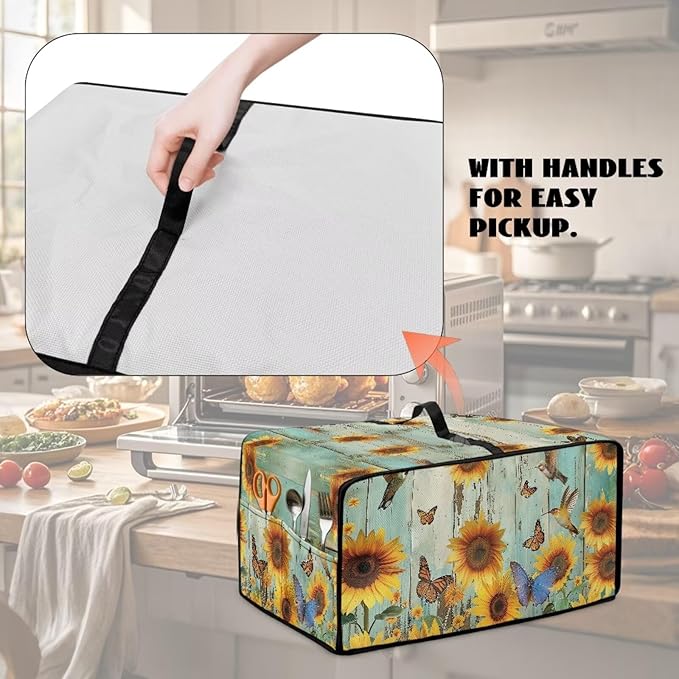 Doojoayie Small Appliance Covers Butterfly &amp Floral Toaster Oven Cover 6 Slice Kitchen Accessory Dust Protector 19.7x16x 10 Compatible with Toaster Machine