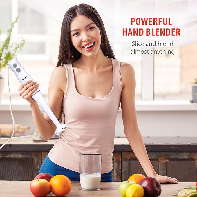 Alpina Hand Blender with Accessories Mini Chopper Blender Arm Blender Multifunction 400W White