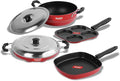 Sumeet 2.6mm Thick Non-Stick Hiri Cookware set (Mini Multi Snack Maker – 19.5cm + Kadhai With Lid – 220cm Dia + Grill Appam Patra with Lid – 23cm Dia + Grill Pan – 1.1Ltr Capacity-22cm-Dia