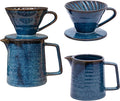 Topadorn Pour Over Coffee Maker Set 13 Oz Ceramic Coffee Maker &amp Pour Over Coffee Dripper Reusable Drip Coffee Maker for Café Restaurant Home Camping Blue