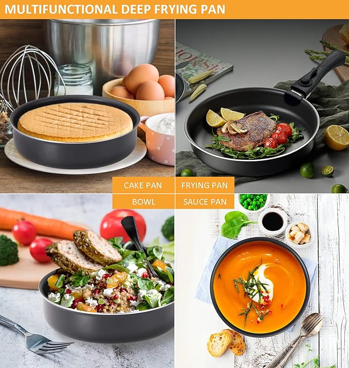 16 Pieces Kitchen Removable Handle Cookware Sets Stackable Pots and Pans Set Nonstick for Induction Gas RVs Camping Space Saving