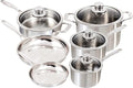 Swiss Diamond Premium Clad 5-Ply Stainless Steel 10 Piece Cookware Set with Satin Exterior Finish Induction Compatible Stainless Steel Pots and Pans Set - Oven and Dishwasher Safe