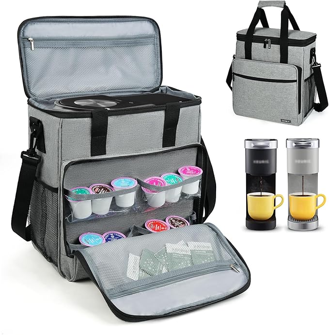 Travel Coffee Maker Carrying Bag Compatible with Keurig K-Mini or K-Mini Plus Single Serve Coffee Maker Portable Storage Bag with Shoulder StrapGrey(Bag Only)